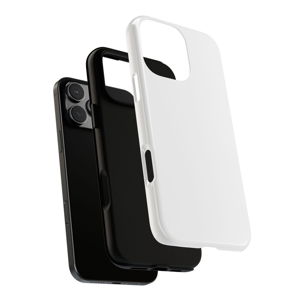 Black and white phone cases on a white background