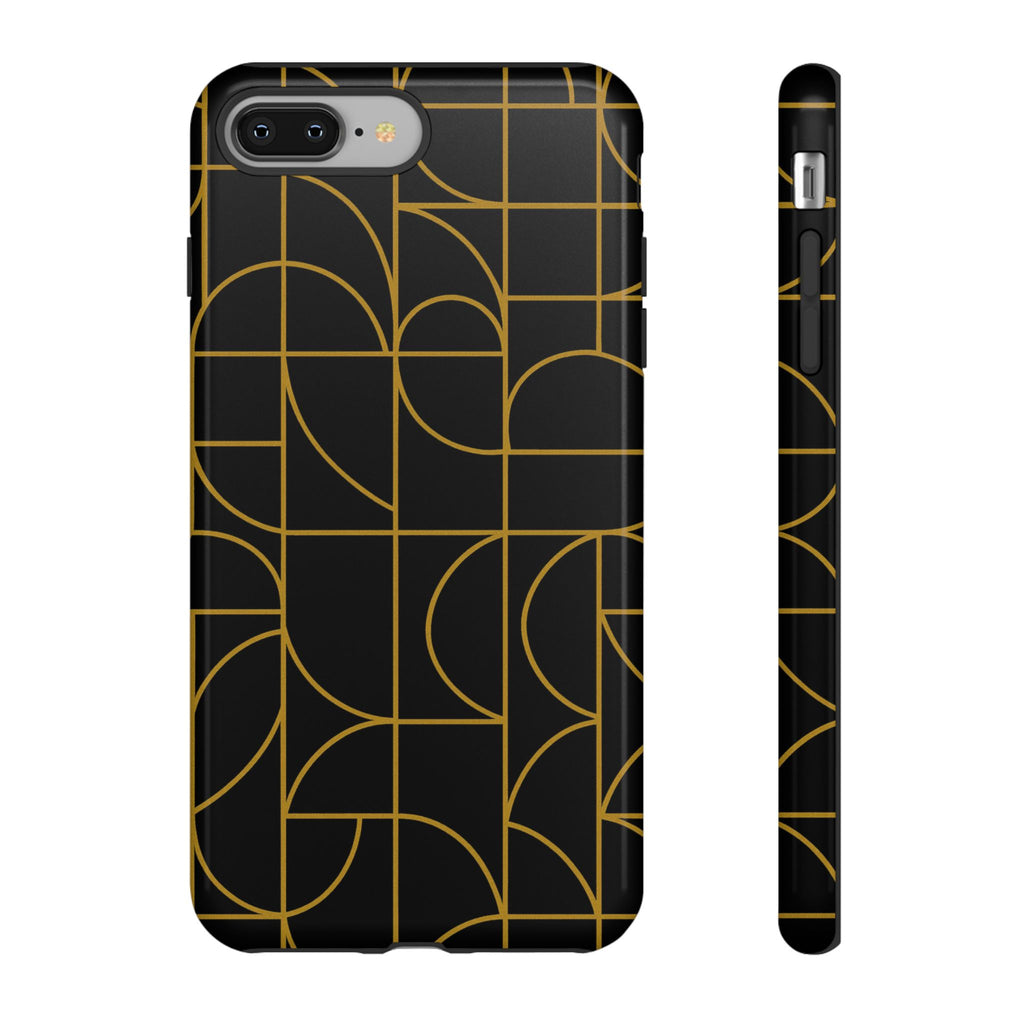 GIORMA™ Signature Geometry Phone Case – Black & Gold Architectural Hard Shell