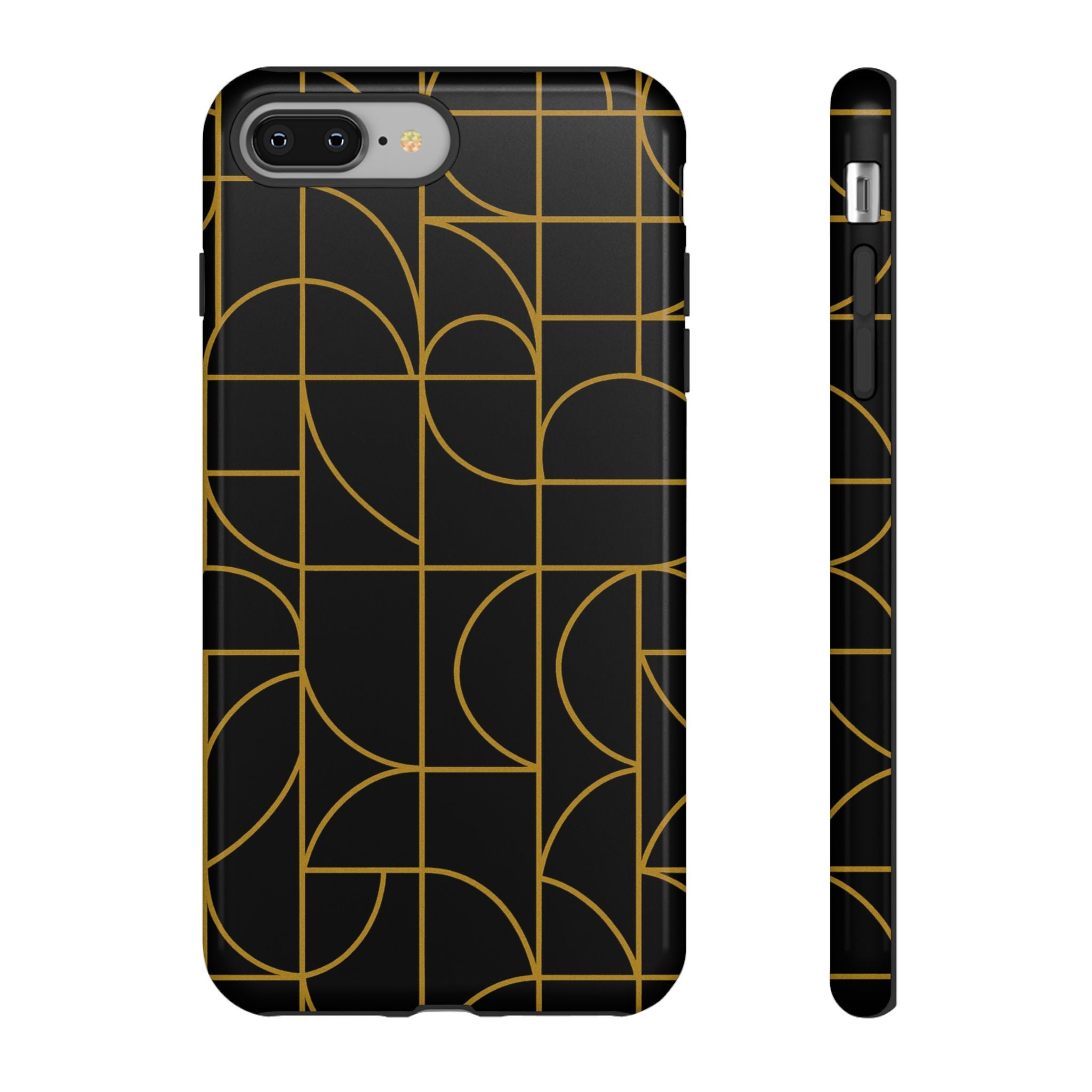 GIORMA™ Signature Geometry Phone Case – Black & Gold Architectural Hard Shell