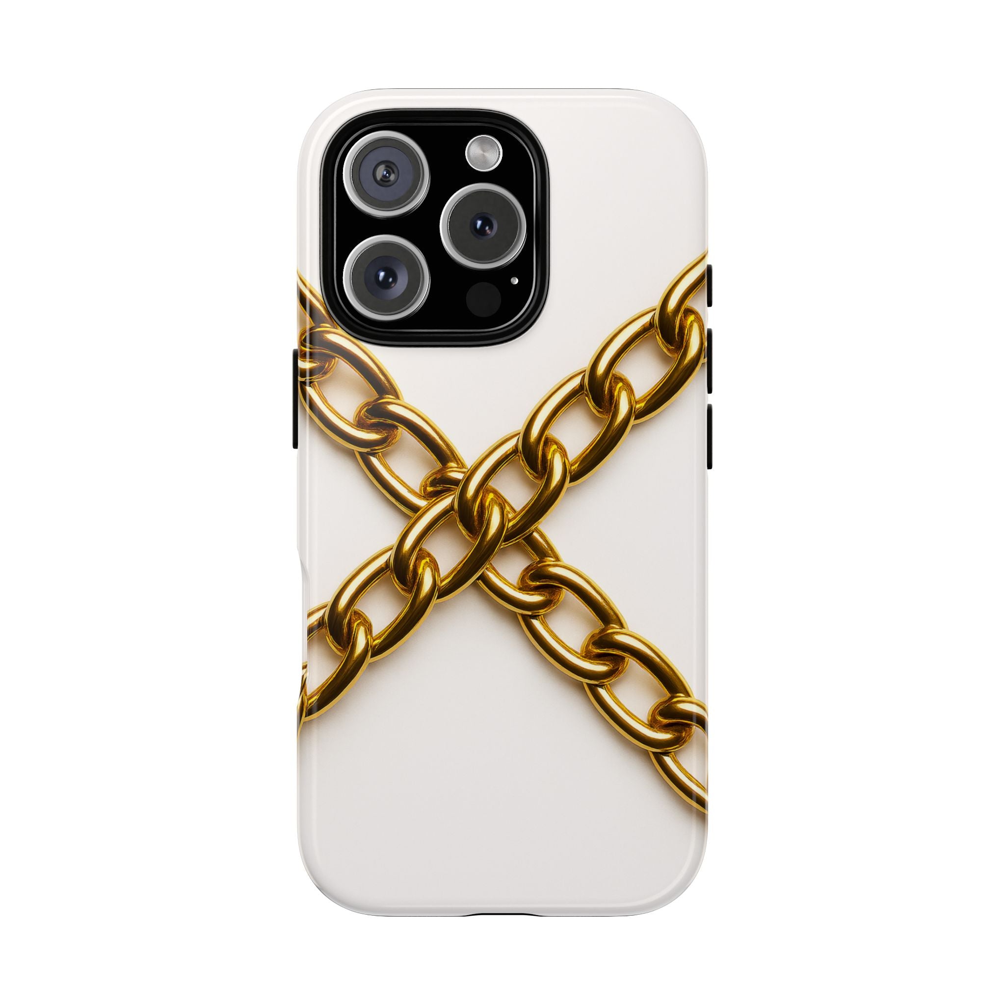 Luxury Gold Chain Phone Case – GIORMA™ White Aesthetic Glossy Hard Shell