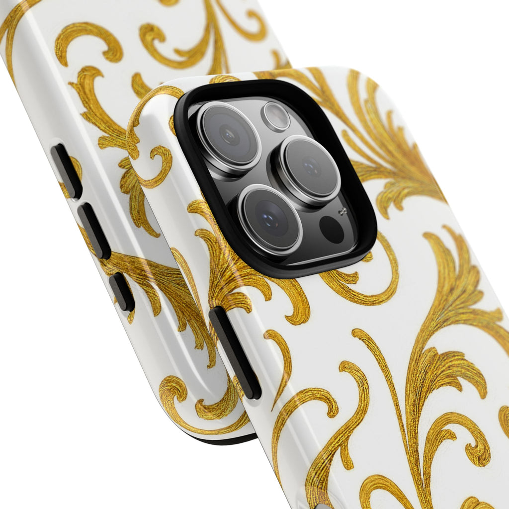 Luxury Baroque Gold Scroll Phone Case – GIORMA™ Ornate Glossy Hard Shell