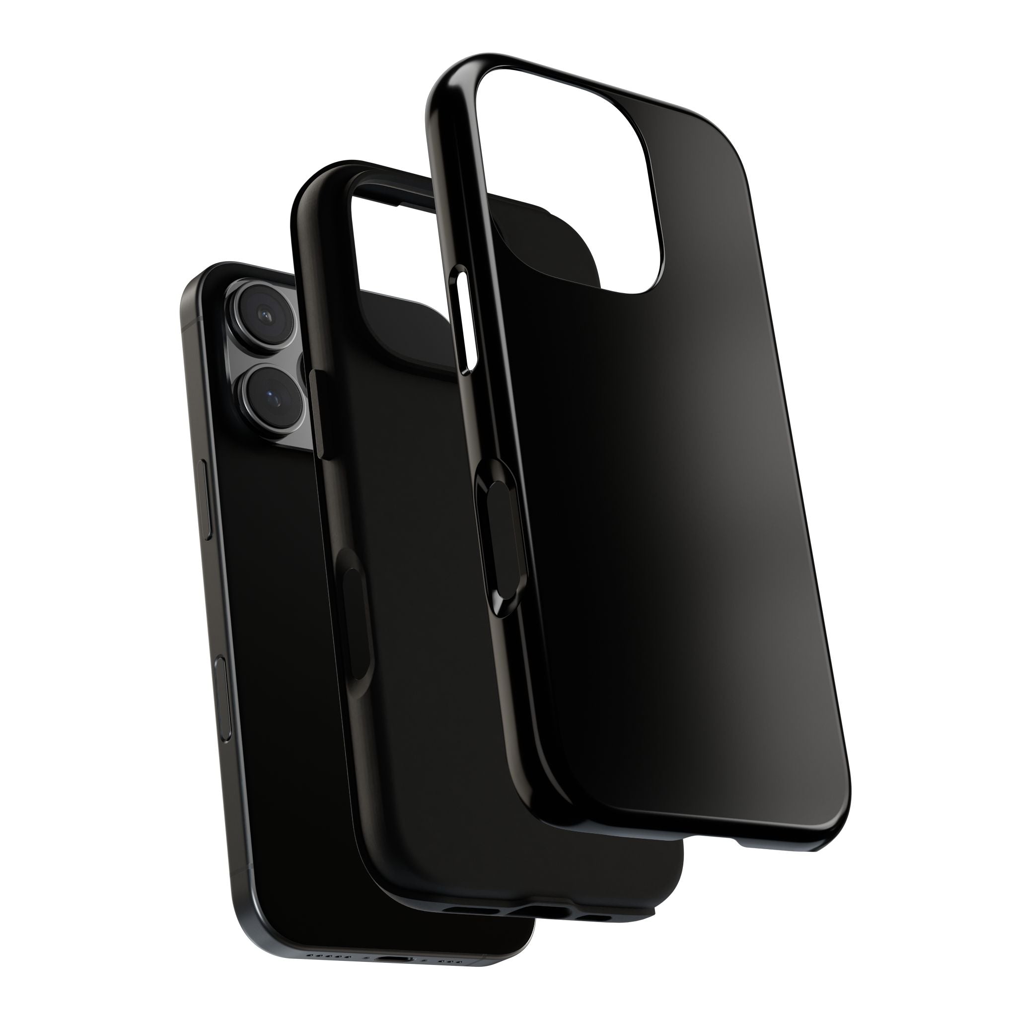 Glossy Black Phone Case | Durable Solid Color Hard Shell