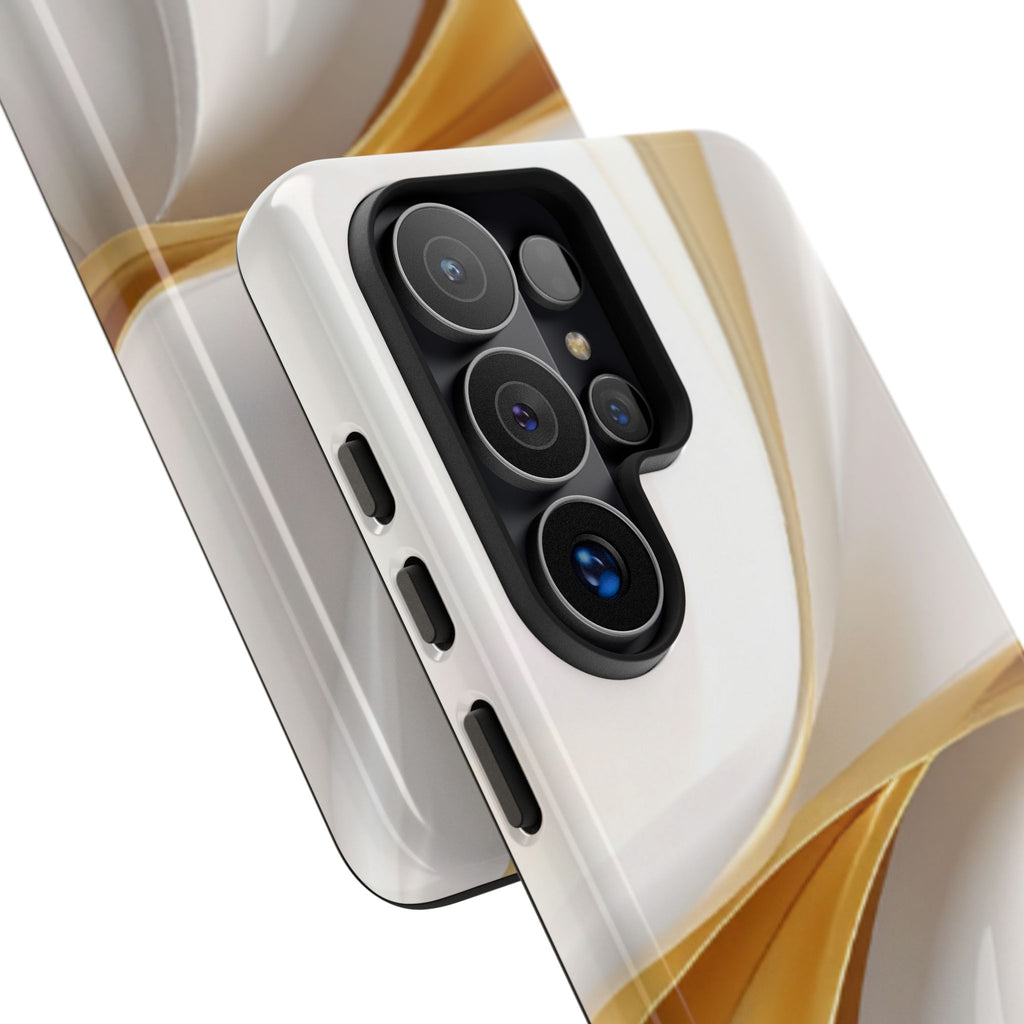 Close-up of a smartphone with a camera module on a white background