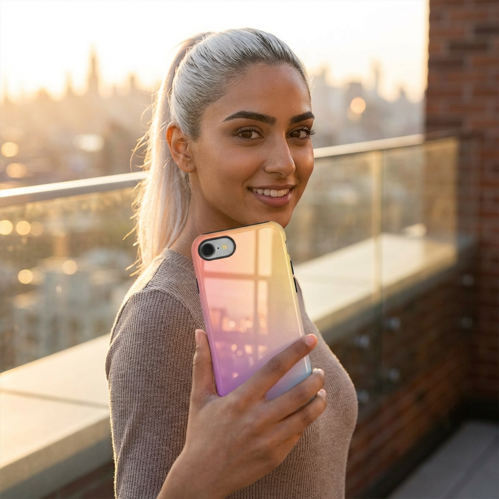 Pastel Gradient Phone Case – Pink Yellow Purple Glossy Aesthetic Hard Shell