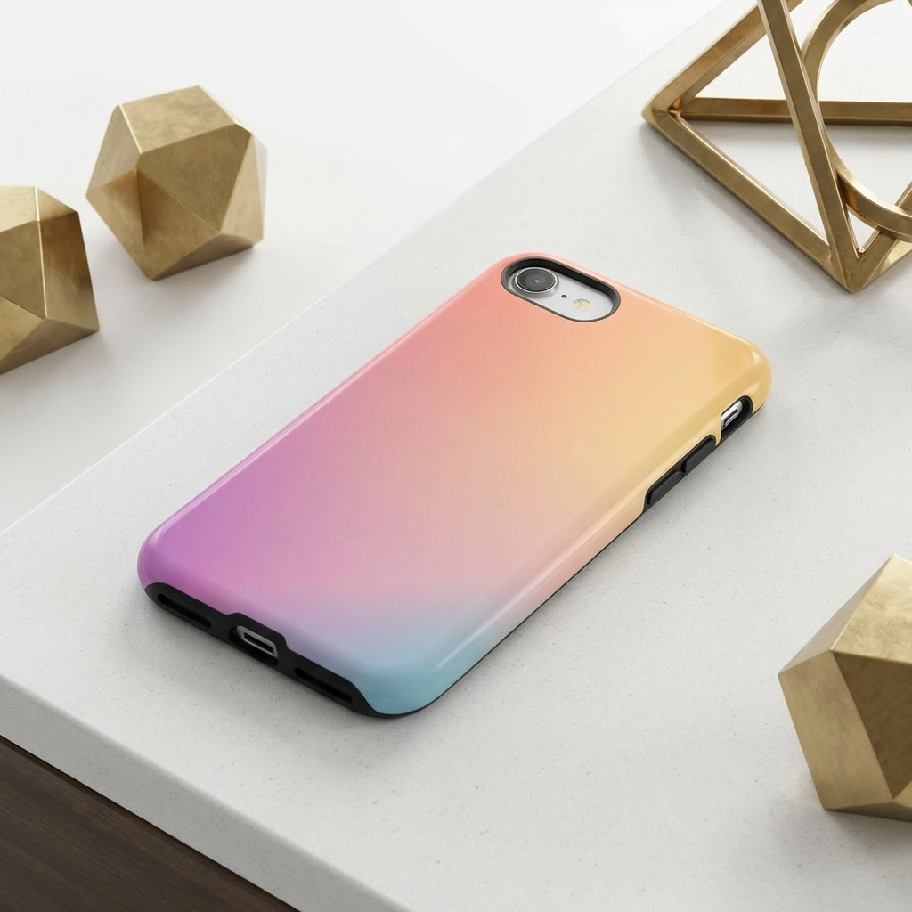 Pastel Gradient Phone Case – Pink Yellow Purple Glossy Aesthetic Hard Shell