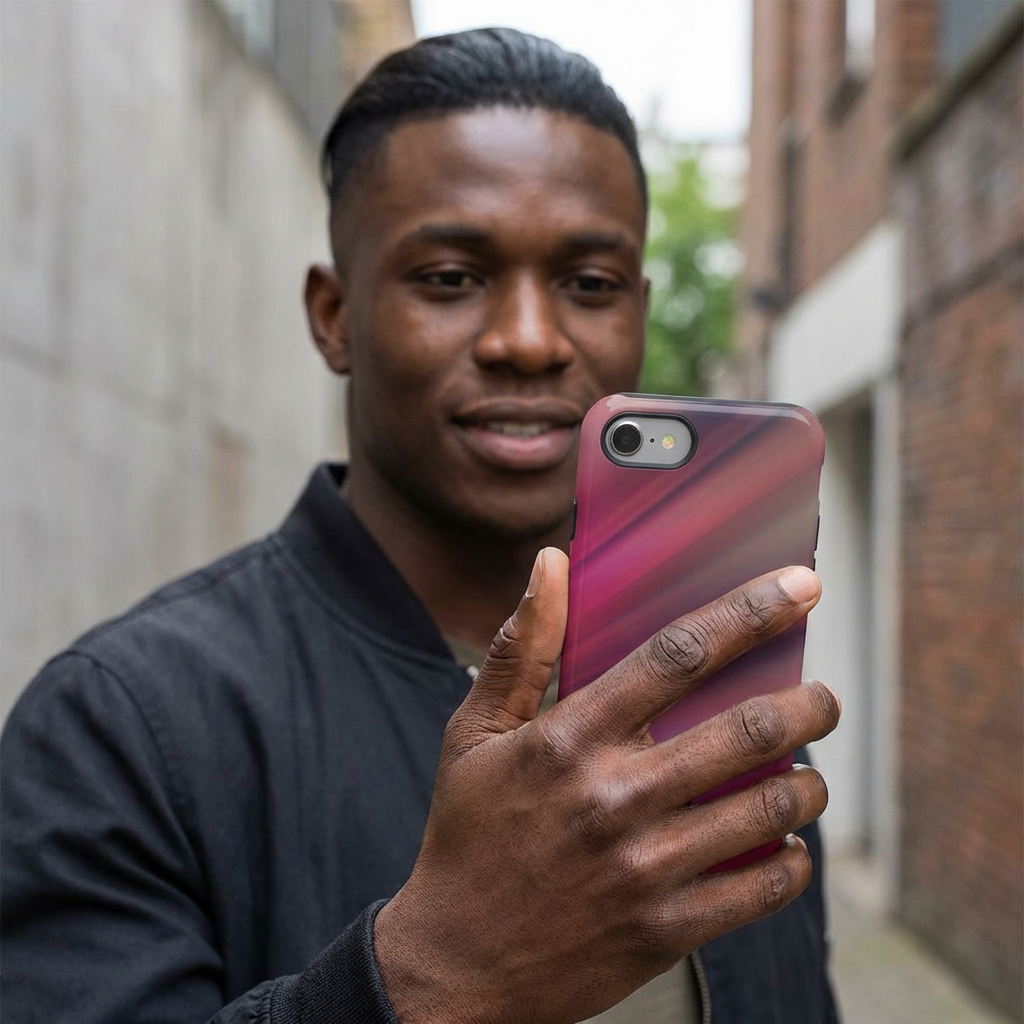 Abstract Gradient Phone Case – Red Purple Glossy Aesthetic Hard Shell