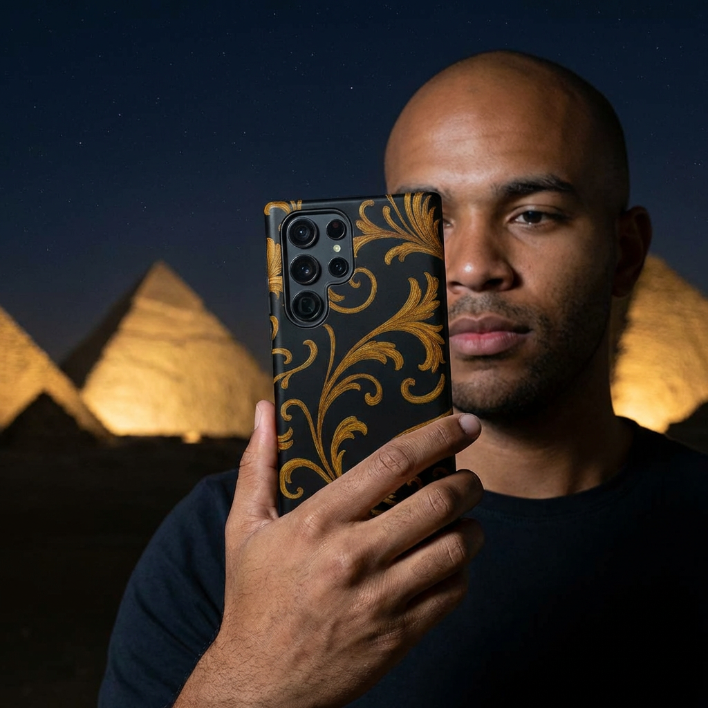 Baroque Gold Scroll Phone Case – GIORMA™ Elegant Black & Gold Hard Shell