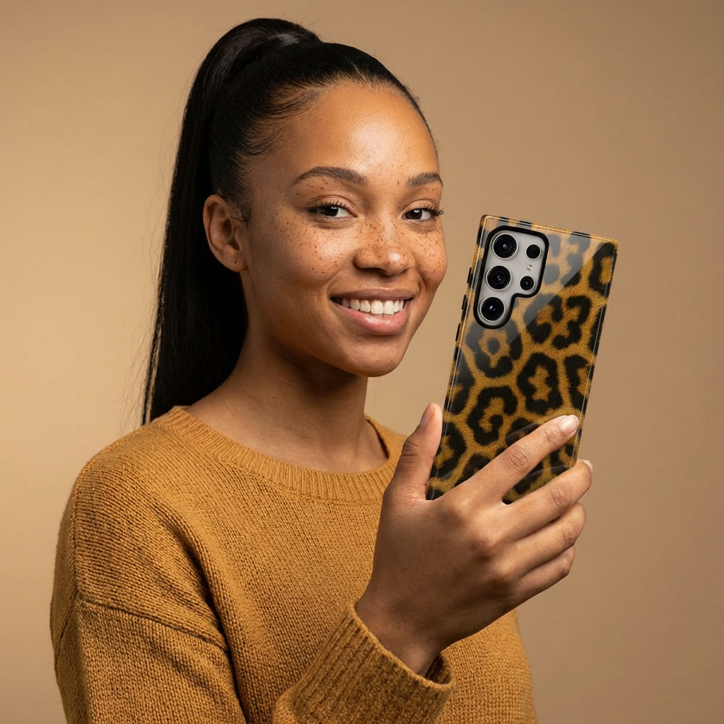 Leopard Print Phone Case – Safari Aesthetic Glossy Hard Shell