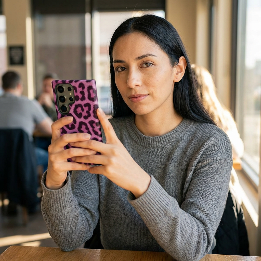 Pink Leopard Phone Case – Safari Aesthetic Glossy Print Hard Shell