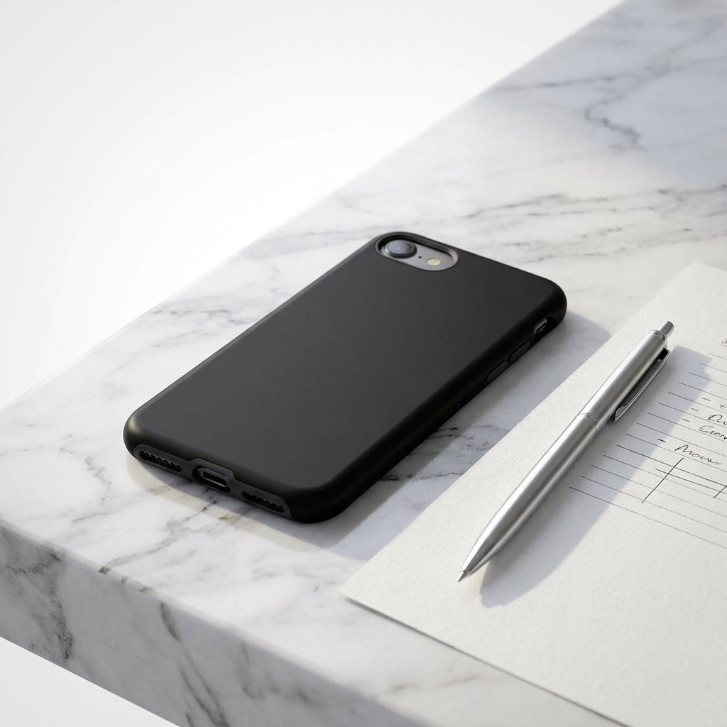 Glossy Black Phone Case | Durable Solid Color Hard Shell