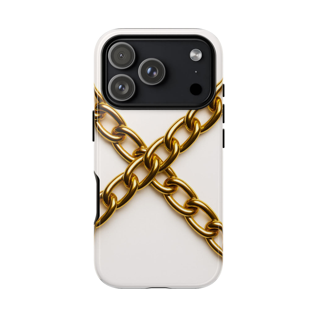 Luxury Gold Chain Phone Case – GIORMA™ White Aesthetic Glossy Hard Shell