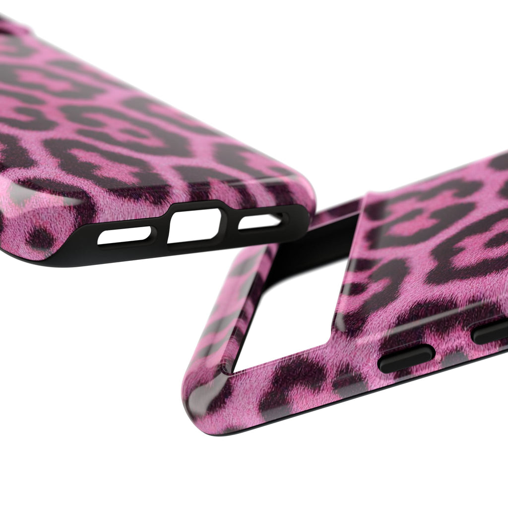 Pink Leopard Phone Case – Safari Aesthetic Glossy Print Hard Shell