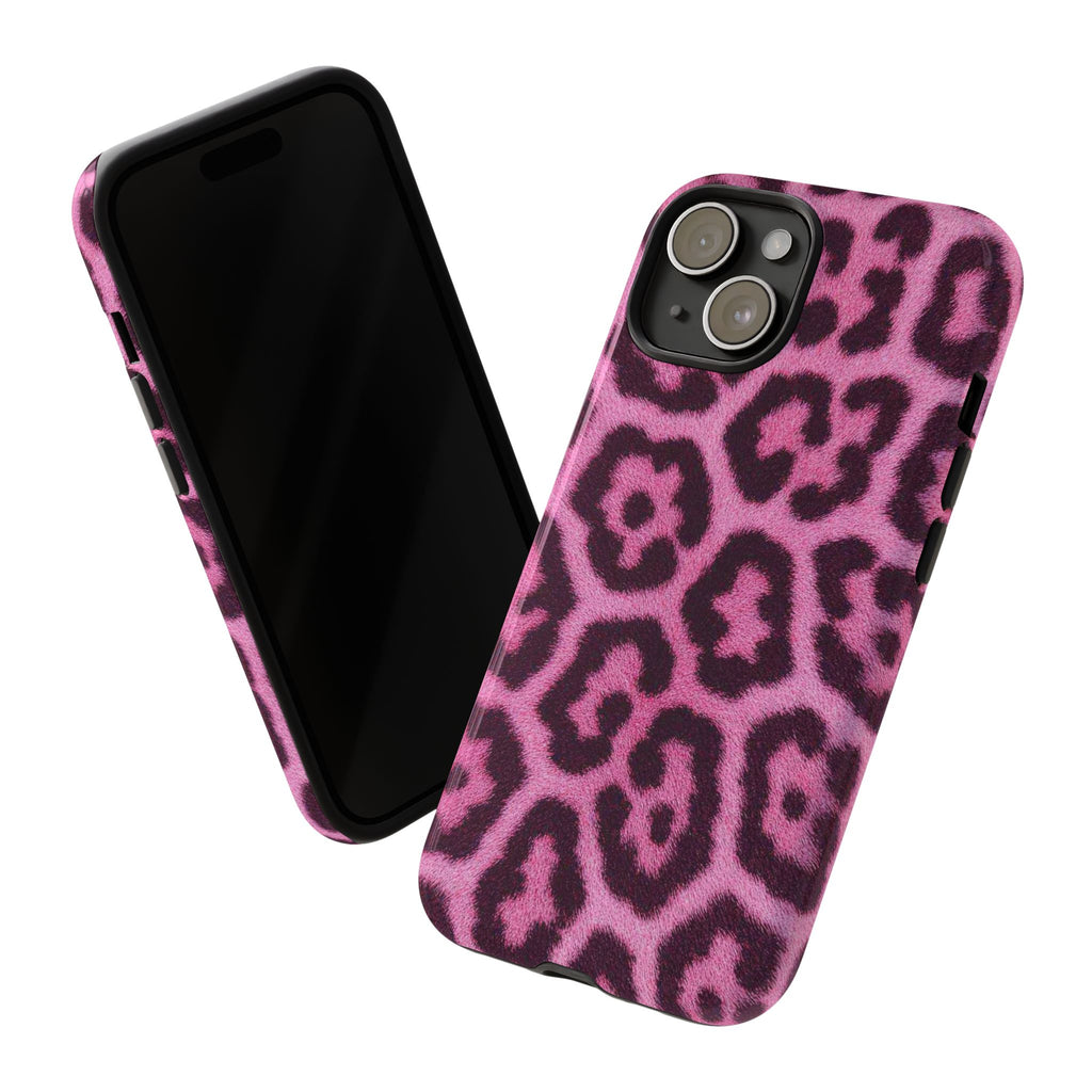 Pink Leopard Phone Case – Safari Aesthetic Glossy Print Hard Shell