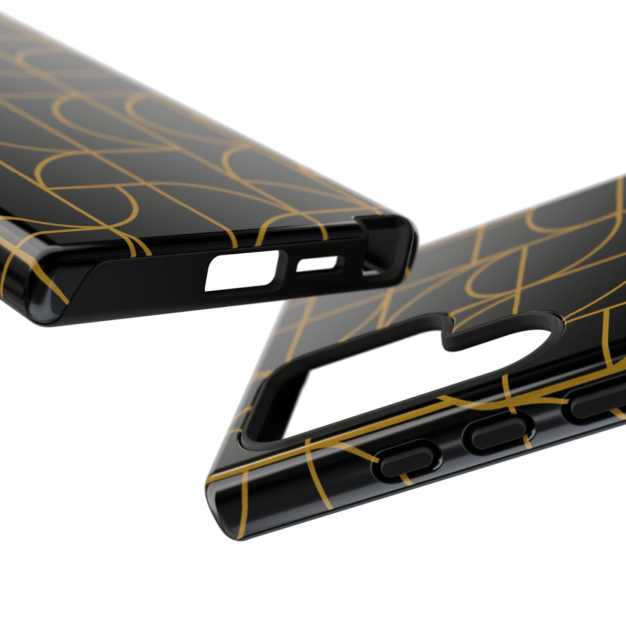GIORMA™ Signature Geometry Phone Case – Black & Gold Architectural Hard Shell