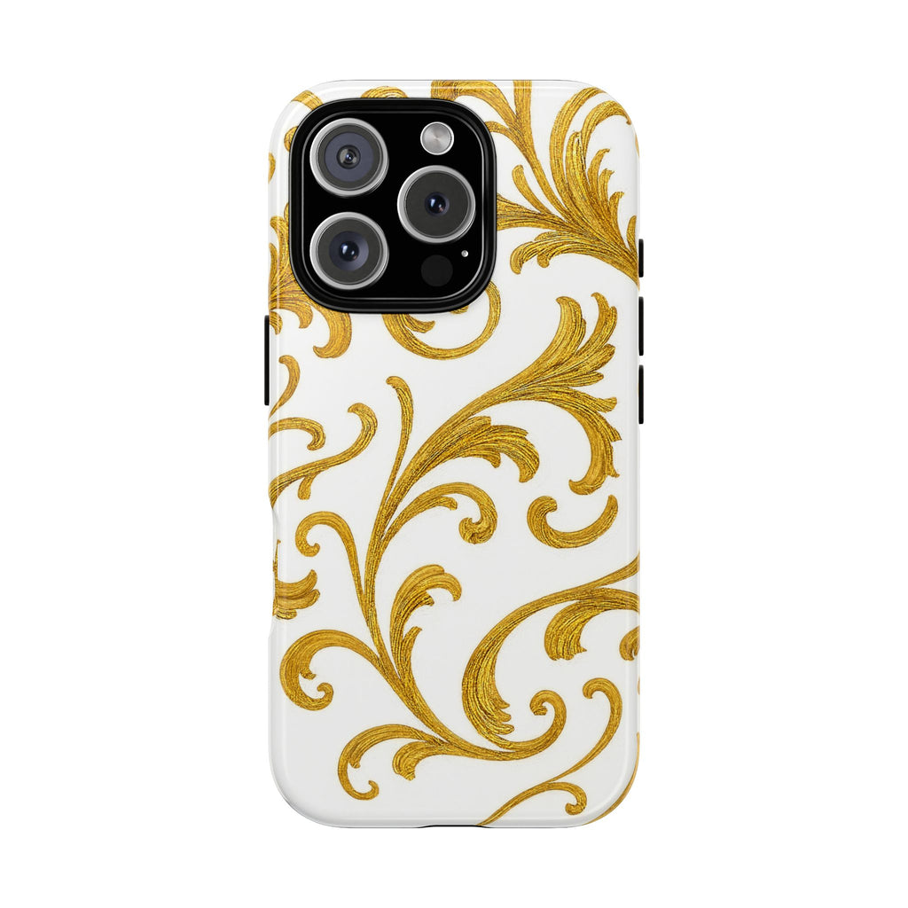 Luxury Baroque Gold Scroll Phone Case – GIORMA™ Ornate Glossy Hard Shell