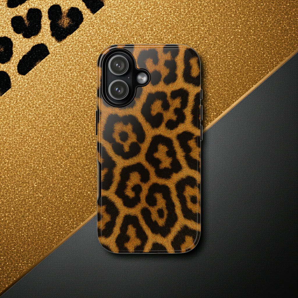 Leopard Print Phone Case – Safari Aesthetic Glossy Hard Shell
