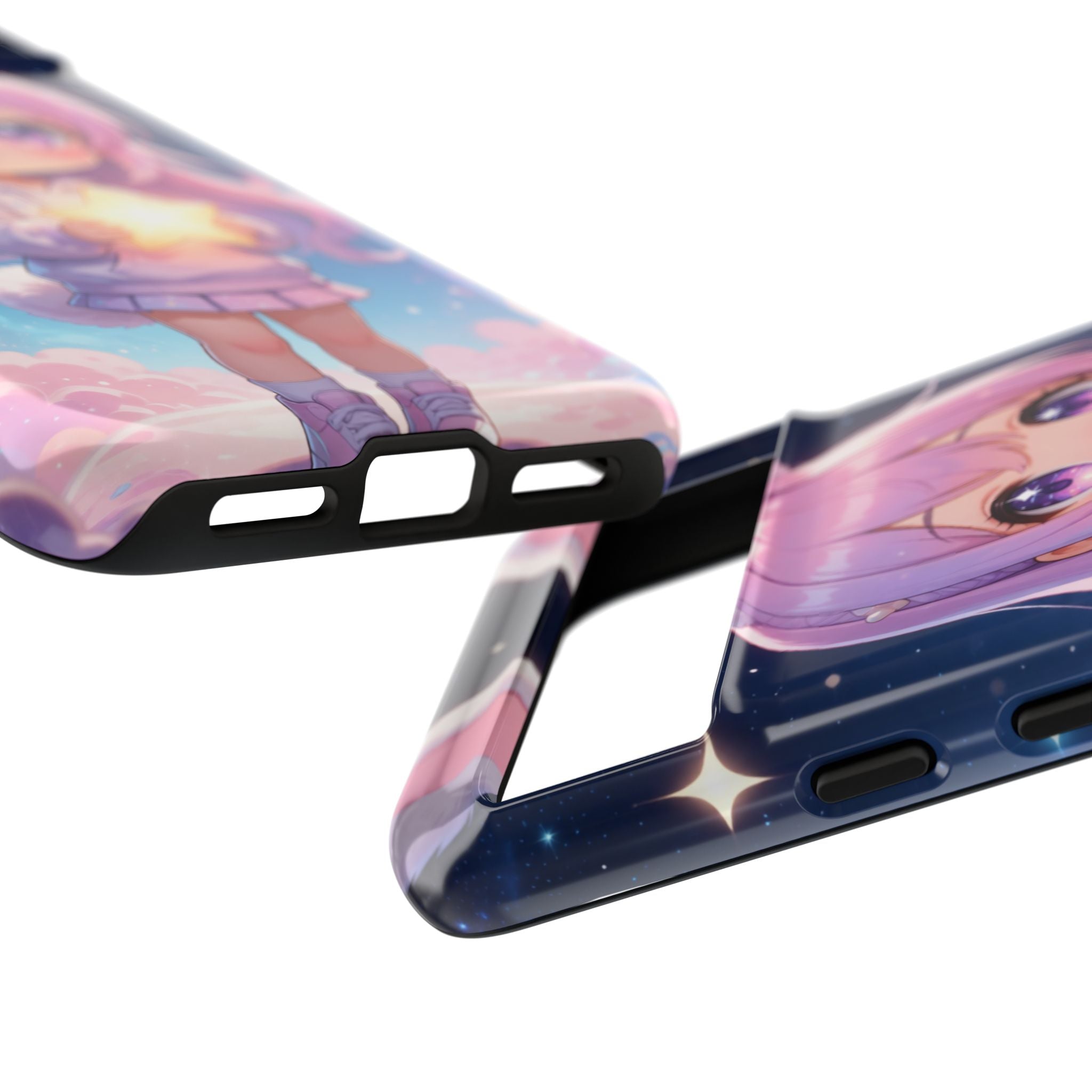 Cute Bunny Girl Phone Case – Kawaii Star Night Aesthetic Hard Shell