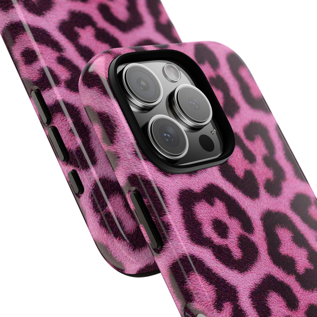 Pink Leopard Phone Case – Safari Aesthetic Glossy Print Hard Shell