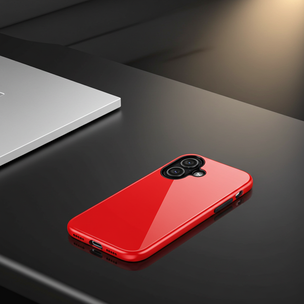 Bright Red Glossy Phone Case | Solid Color Hard Shell