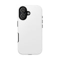 Glossy white tough phone case with rugged durable hard shell design
