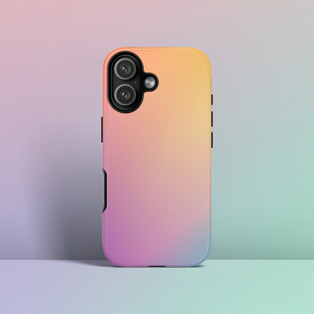 Pastel Gradient Phone Case – Pink Yellow Purple Glossy Aesthetic Hard Shell