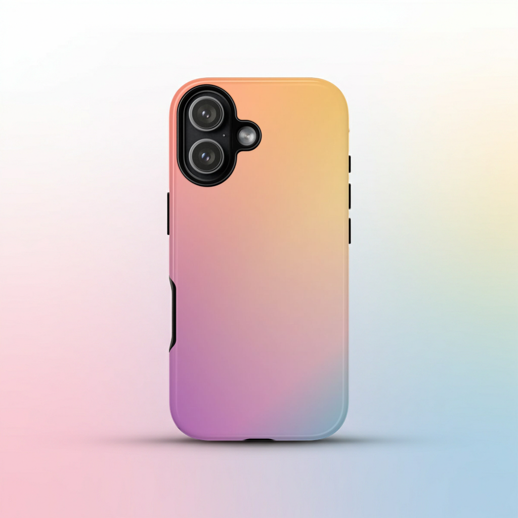 Pastel Gradient Phone Case – Pink Yellow Purple Glossy Aesthetic Hard Shell