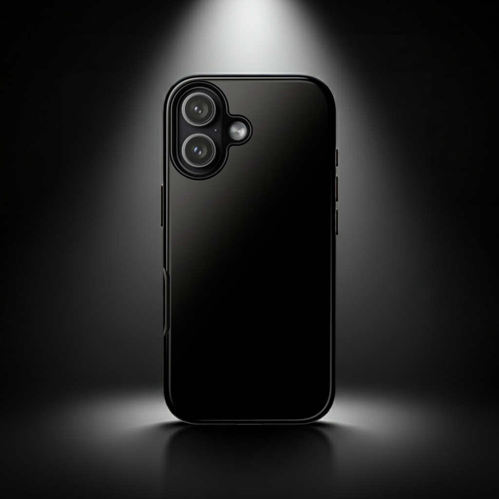 Glossy Black Phone Case | Durable Solid Color Hard Shell